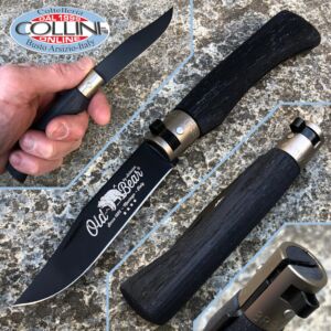 Antonini Knives - Old Bear knife Total Black Medium 19cm - GRAUER RING - Messer