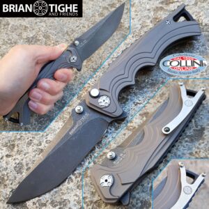 Brian Tighe and Friends - Tighe Fighter Large knife Blackwash Grey Aluminum Flipper - 1100-3BG - messer