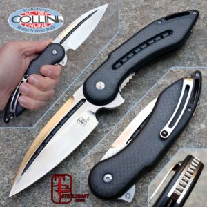 Begg Knives - Glimpse Fluted Blade Black G10 Carbon Fiber Inlays - Steelcraft - Messer