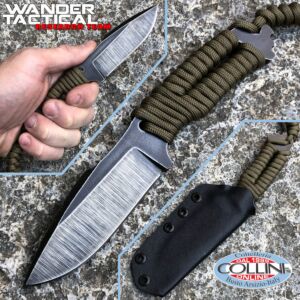 Wander Tactical - Raptor Raw Finish Messer - OD grünes Paracord - Bastelmesser