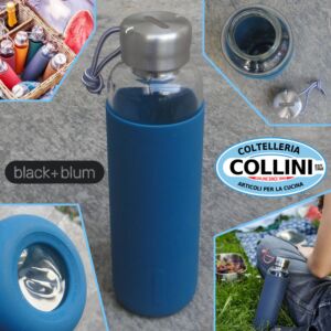 Black Blum - Glaswasserflasche mit rutschfester Silikonbeschichtung 600ml