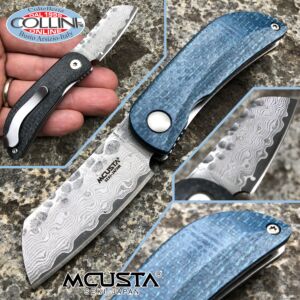 Mcusta - Petit Damascus Messer - VG10 Stahl - Micarta Blau und Schwarz - MC-0212D - Messer