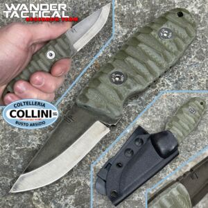 Wander Tactical - Menoceras - D2-Stahl - Iron Wash & Green Micarta - Custom-Messer