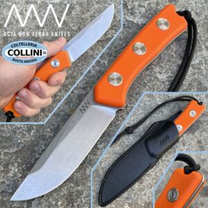 Acta Non Verba - P200 - Stonewashed N690Co - Orange G10 und Leder - Messer
