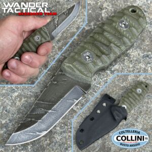 Wander Tactical - Menoceras-Messer - D2-Stahl - Eisbürste & grünes Micarta - benutzerdefiniertes Messer