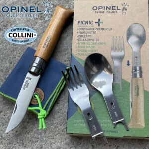 Opinel - Picknick-Komplettset - Messer Nr. 8 mit Gabel und Löffel - Outdoor-Accessoire