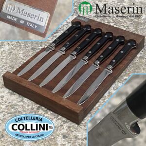 Maserin - Set aus 6 geschmiedeten Steakmessern mit Holzbox mit Magneten