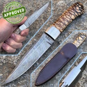Tommy Lee - Clip Point - Damast & Giraffenknochen - PRIVATE COLLECTION - handgefertigtes Messer