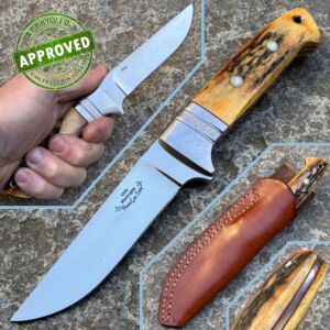 Livio Montagna - 2014 Jagdmesser - RWL34 & Sambar Amber - PRIVATSAMMLUNG - handgefertigtes Messer