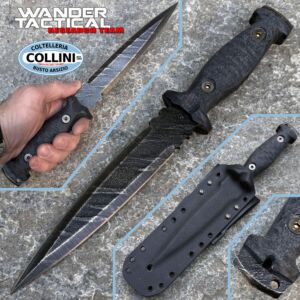 Wander Tactical - Einzigartiger Dolch - Ungescharft - Eisburste & Micarta Schwarz - Custom Knife