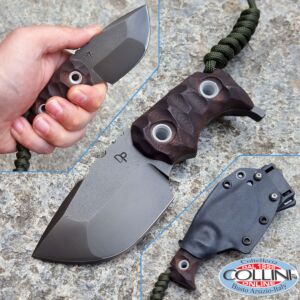 Wander Tactical - Tryceratops Hollow Grind - Antique Shadow & Dark Burgundy Micarta with alluminum Pin Tube - messer