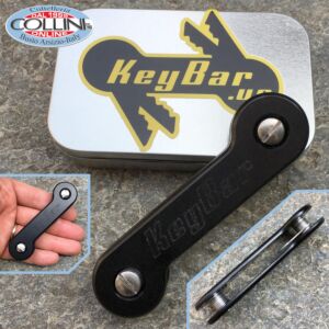 Key-Bar - schwarz eloxiert - Schlüsselanhänger aus Aluminium mit Titanclips - BLK-ANOAL2