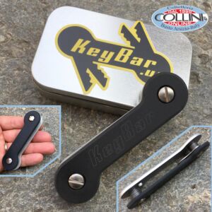 Key-Bar - Schwarz G10 - Schlüsselanhänger aus Aluminium mit Titanclips - G10-BLK