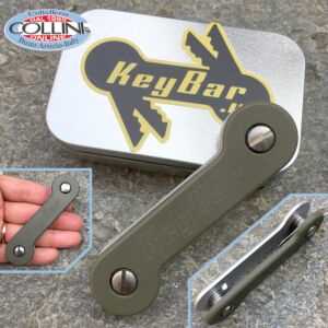 Key-Bar - OD Green G10 - Schlüsselanhänger aus Aluminium mit Titanclips - G10-ODGRN
